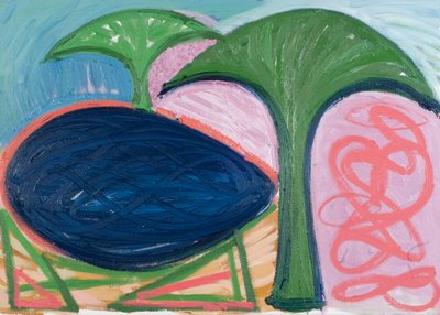 Jezioro i drzewa, 2007 (olej na płótnie) autorstwa Janet McKenzie