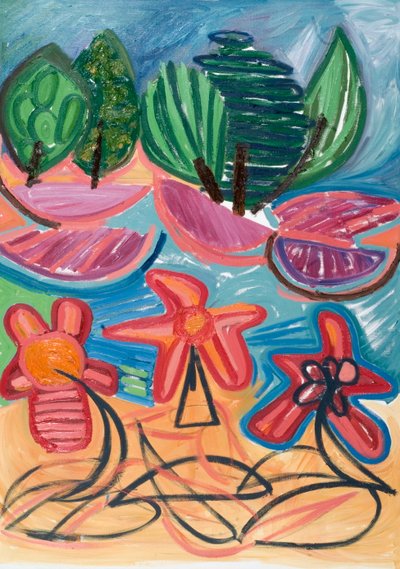 Jesteśmy tylko niepokonani (iii), 2007 (olej na płótnie) autorstwa Janet McKenzie