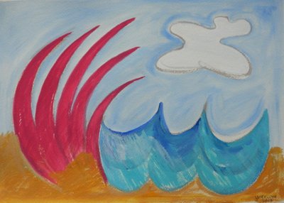 Morze Wormiston, 2013 (gwasz i akwarela na papierze) autorstwa Janet McKenzie