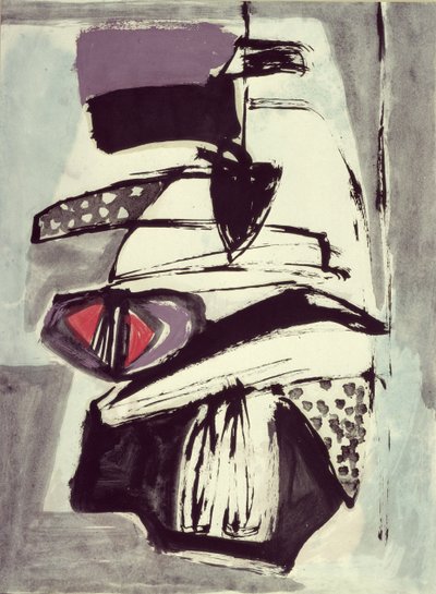 Kompozycja (akwarela i gwasz na papierze) autorstwa Jankel Adler