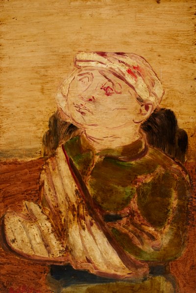 Ranny - Portret mężczyzny w czapce (akryl na papierze na płycie) autorstwa Jankel Adler
