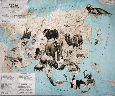 Mapa zwierząt w Azji i na Dalekim Wschodzie autorstwa Janos Balint