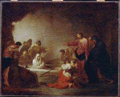 Wskrzeszenie Łazarza. (Łazarz z Betanii). Obraz Johann Rosso Januarius Zick (1730-1797), olej na płótnie, ok. 1793. Sztuka niemiecka XVIII wieku. Państwowe Muzeum Sztuk Pięknych im. A. Puszkina, Moskwa. autorstwa Januarius Zick