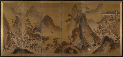 Tatarzy polujący w górskim krajobrazie autorstwa Japan, Edo period