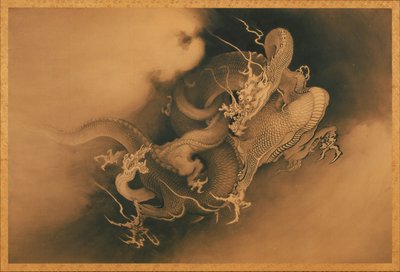 Dwa smoki w chmurach autorstwa Japanese Kanō Hōgai