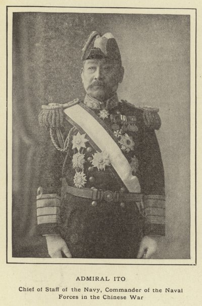 Admirał Ito, szef sztabu marynarki wojennej, dowódca sił morskich w wojnie chińskiej autorstwa Japanese Photographer