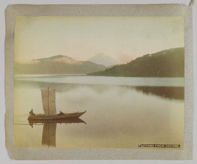 Fujiyama z Hakone, prefektura Kanagawa, Japonia (ręcznie kolorowane czarno-białe zdjęcie) autorstwa Japanese Photographer