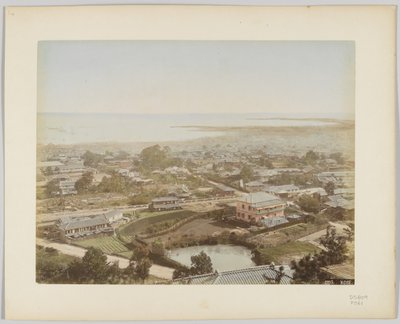 Kobe, Japonia (ręcznie kolorowane czarno-białe zdjęcie) autorstwa Japanese Photographer