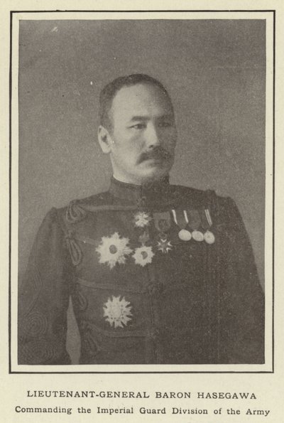 Generał porucznik Baron Hasegawa, dowodzący dywizją Gwardii Cesarskiej Armii autorstwa Japanese Photographer