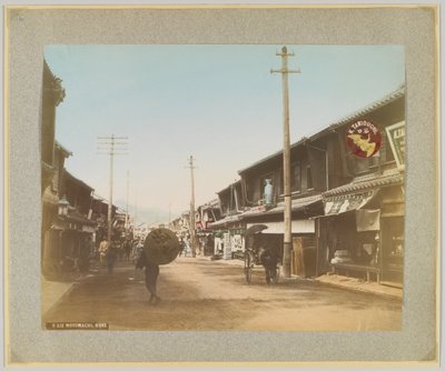 Motomachi, Kobe, Japonia (ręcznie kolorowane czarno-białe zdjęcie) autorstwa Japanese Photographer