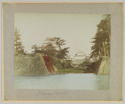 Zamek Nagoya, Japonia (ręcznie kolorowane czarno-białe zdjęcie) autorstwa Japanese Photographer