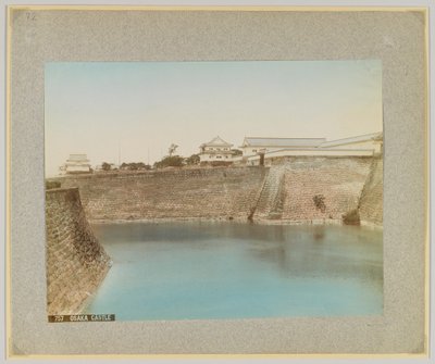 Zamek w Osace, Japonia (ręcznie kolorowane czarno-białe zdjęcie) autorstwa Japanese Photographer