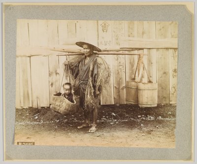 Chłop, Japonia (ręcznie kolorowane czarno-białe zdjęcie) autorstwa Japanese Photographer