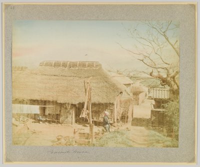 Dom Chłopa, Japonia (zdjęcie ręcznie kolorowane czarno-białe) autorstwa Japanese Photographer