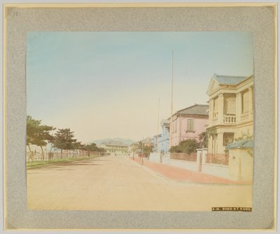 The Bund, Kobe, Japonia (ręcznie kolorowane czarno-białe zdjęcie) autorstwa Japanese Photographer