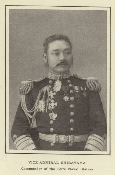 wiceadmirał Shibayama, dowódca stacji marynarki Kure autorstwa Japanese Photographer