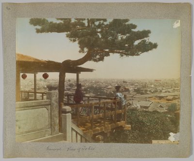 Widok Tokio z Atago Hill, Japonia (ręcznie kolorowane czarno-białe zdjęcie) autorstwa Japanese Photographer