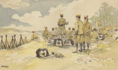 Batalion Gwardii Cesarskiej zatrzymujący się w drodze do Liao-yang (chromolitho) autorstwa Japanese School
