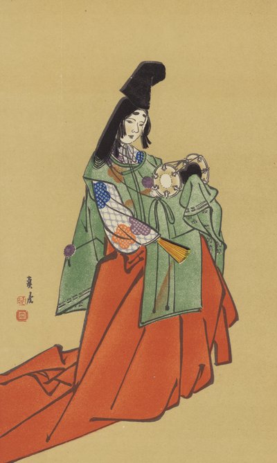 Shirabyoshi, w czasach rządu Kamakura (chromolitho) autorstwa Japanese School