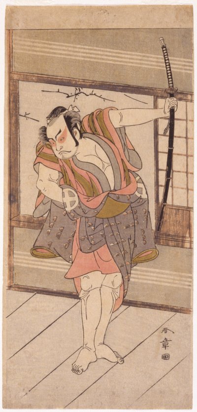 Aktor z mieczem (drewniany klocek) autorstwa Japanese School