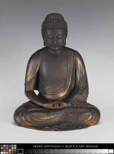 Amida Budda na cokole lotosu autorstwa Japanese School
