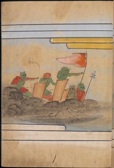 Uzbrojone gobliny, ilustracja z „Taishokkan” (tusz i kolor na papierze) autorstwa Japanese School