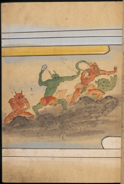 Uzbrojone gobliny, ilustracja z „Taishokkan” (tusz i kolor na papierze) autorstwa Japanese School