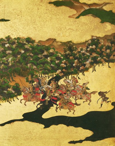 Bitwa pod Hogen w 1156 roku, Okres Momoyama (1568-1615) (tusz na papierze) autorstwa Japanese School