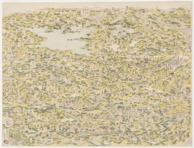 Widok z lotu ptaka na autostradę Kiso z Edo do Kioto, 1819 autorstwa Japanese School