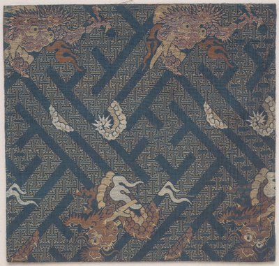Tkanina wyposażenia świątyni buddyjskiej, okładka na sutrę, fragment autorstwa Japanese School