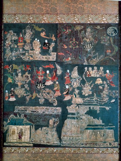 Raj buddyjski, historia mistyka Chan, świątynia Chuguji, Nara, okres Asuka (552-646), cywilizacja japońska autorstwa Japanese School