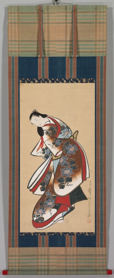 Kurtyzana, początek XVIII wieku (wiszący zwój, atrament i kolor na papierze) autorstwa Japanese School