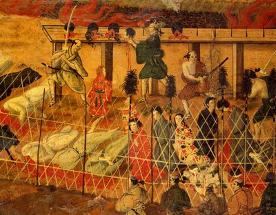 Fragment Męczeństwa jezuitów w Japonii w 1622 r. (akwarela na papierze) autorstwa Japanese School