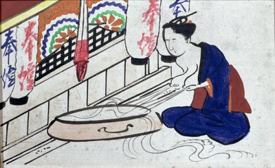 Ema (plakietka wotywna) przedstawiająca kobietę odciągającą mleko autorstwa Japanese School
