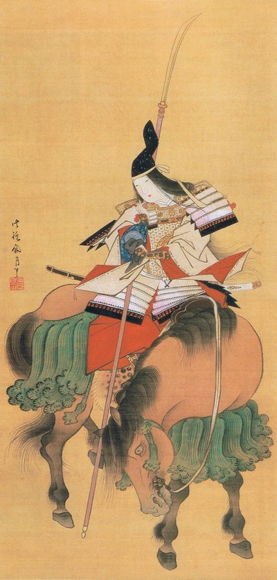 Samurajska wojowniczka Tomoe Gozen (rysunek) autorstwa Japanese School