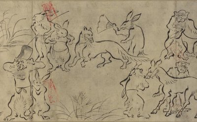 Bawiące się zwierzęta (Choju Giga) Okres Muromachi (atrament na papierze) autorstwa Japanese School