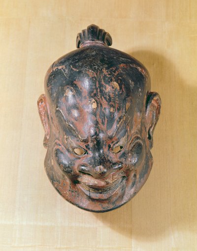 Maska Gigaku, okres Nara (645-794) (drewno polichromowane) autorstwa Japanese School