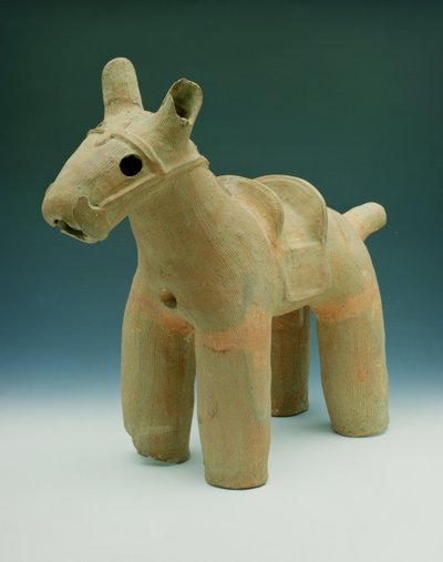 Koń Haniwa, znaleziony wokół Funuli, prowincja Boshu, dystrykt Osato, okres Dolmen (ceramika) autorstwa Japanese School