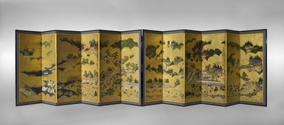 Hie Sanno Sairei-Zu, XVII wiek (atrament, kolor i złoty płatek na papierze) autorstwa Japanese School