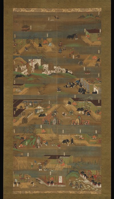Ilustrowana biografia księcia Sh?toku, wiszący zwój, okres Kamakura (1185–1333) (atrament, kolor i złoto na jedwabiu) autorstwa Japanese School