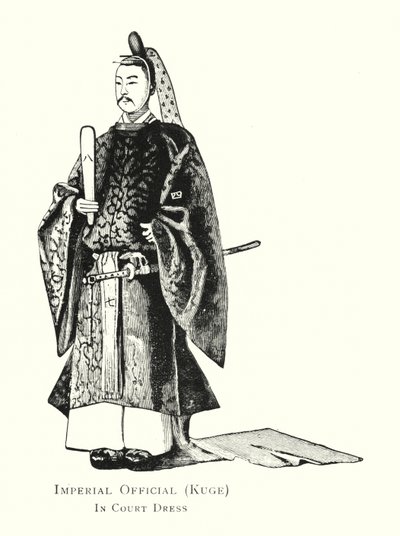 Urzędnik cesarski, Kuge, w stroju dworskim (lito) autorstwa Japanese School