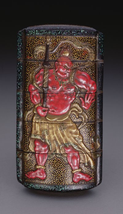 Inro zdobiony Nio, okres Edo (1615-1868) japoński (lakier) autorstwa Japanese School