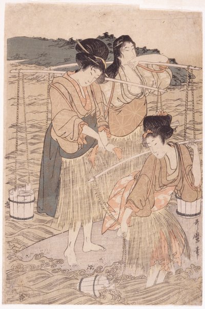 Japońskie kobiety (kolorowy blok drewna) autorstwa Japanese School