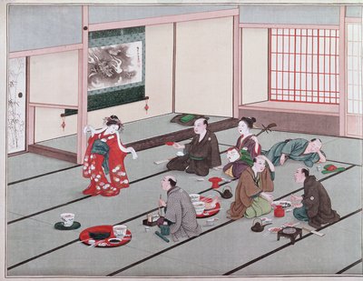 Japońskie jedzenie, picie i rozrywka w herbaciarni (wc) autorstwa Japanese School
