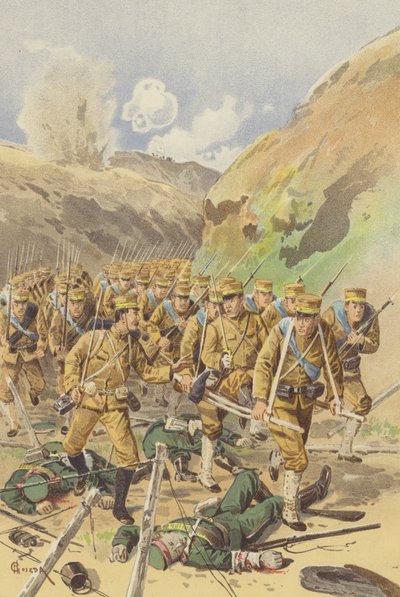 Porucznik Takagi prosi swojego dowódcę brygady o pozwolenie na awans (chromolitho) autorstwa Japanese School