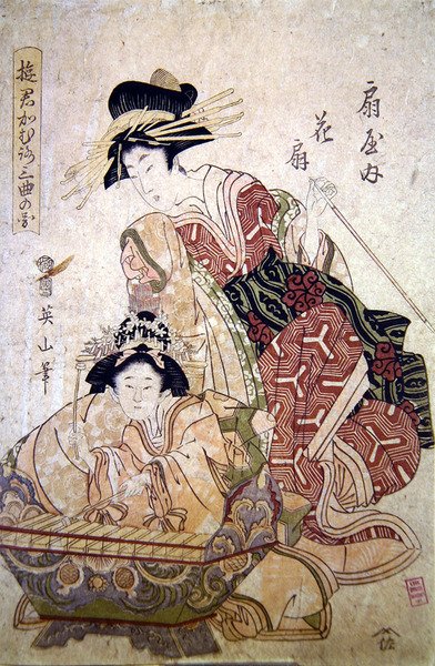 Muzycy (kolorowy drzeworyt) autorstwa Japanese School
