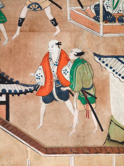 Osakazu Byobu - Japoński ośmiopanelowy składany ekran (obraz) autorstwa Japanese School