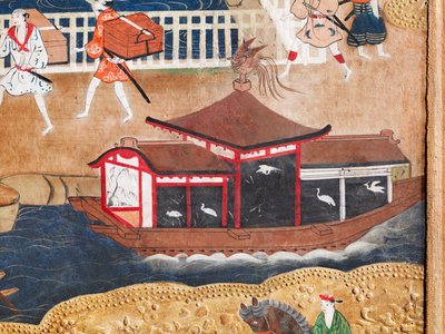 Osakazu Byobu - Japoński ośmiopanelowy składany ekran (obraz) autorstwa Japanese School