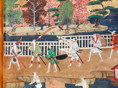 Osakazu Byobu - Japoński ośmiopanelowy składany ekran (obraz) autorstwa Japanese School