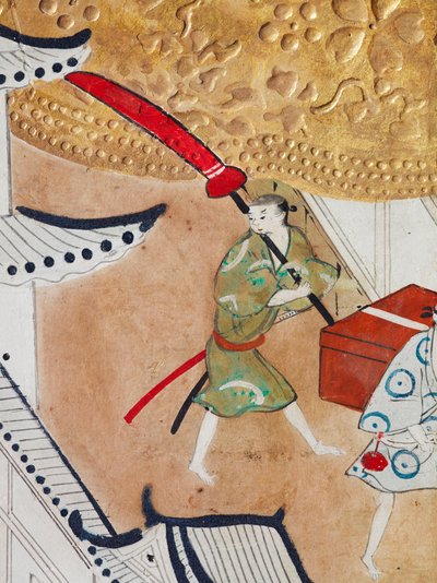 Osakazu Byobu - Japoński ośmiopanelowy składany ekran (obraz) autorstwa Japanese School